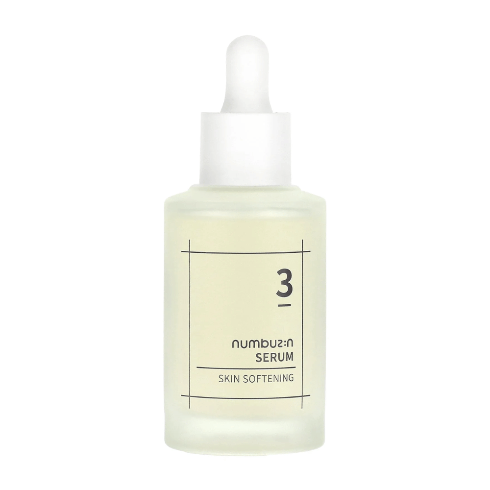 Frasco com numbus:in No.3 Serum, para suavizar a pele.