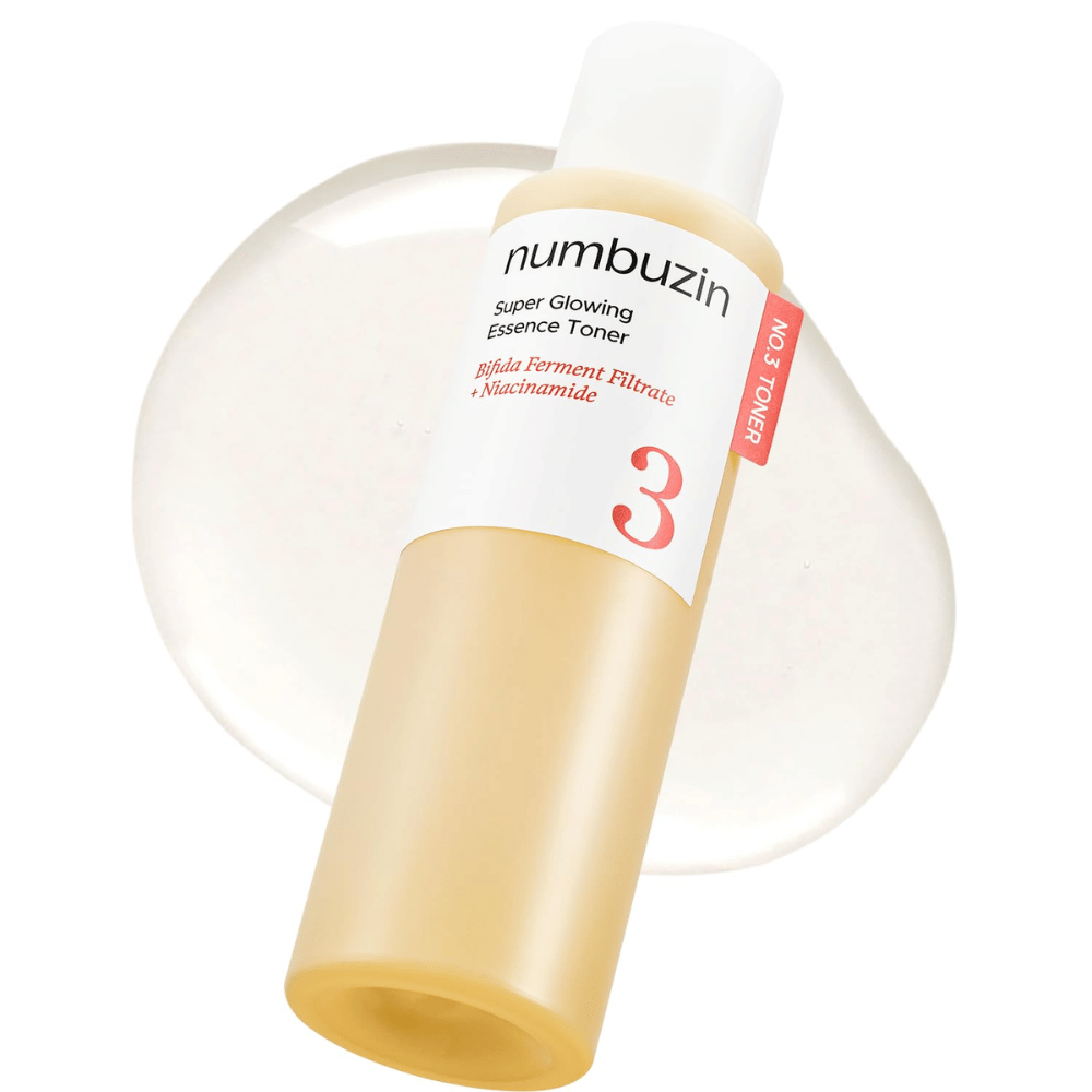 Imagem do produto de Numbuzin No.3 Super Glowing Essence Toner com fórmula leve e clara que proporciona brilho natural.