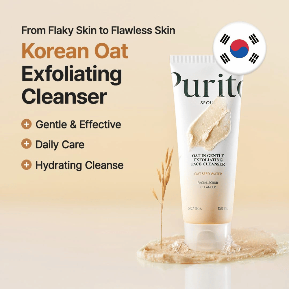 Purito Oat In Gentle Exfoliating Face Cleanser 150 ml – coreano limpeza facial com partículas de aveia para uma esfoliação suave diária