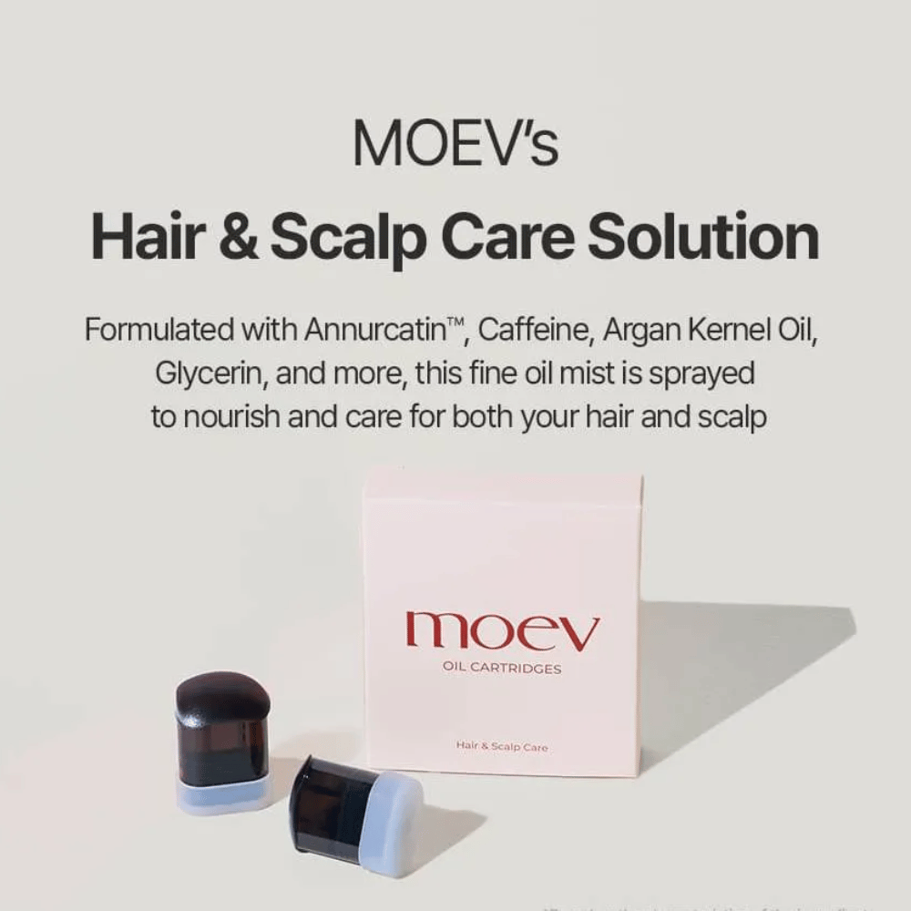 MOEV Oil Cartridges – cuidado nutritivo para cabelo e couro cabeludo com Annurcatin, cafeína e óleo de argão para cabelo mais forte e couro cabeludo saudável.