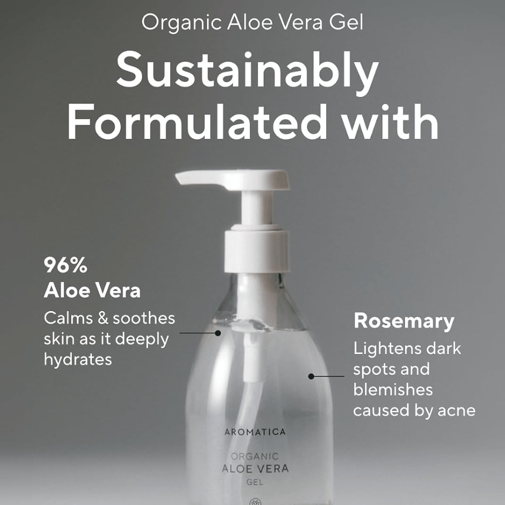 AROMATICA Organic Aloe Vera Gel – gel hidratante com 96 % de aloé vera e alecrim