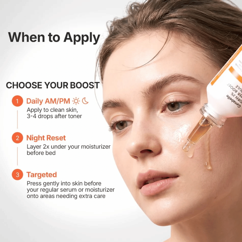 Genabelle PDRN 3% Hyper Boost Ampoule aplica-se na pele para um cuidado intensivo da barreira cutânea