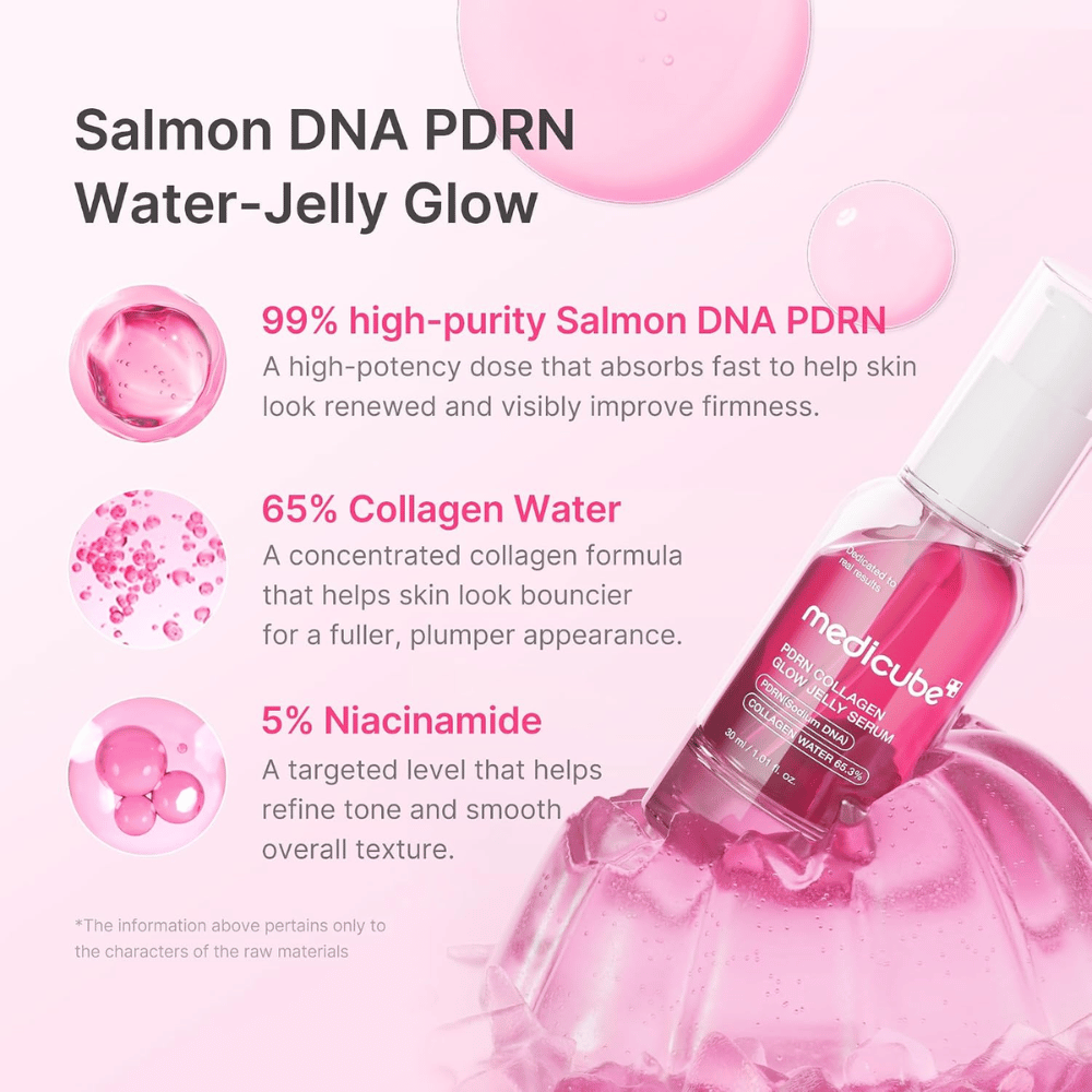 Medicube PDRN Collagen Glow Jelly Serum com PDRN, água de colagénio e niacinamida para uma pele mais firme e uniforme