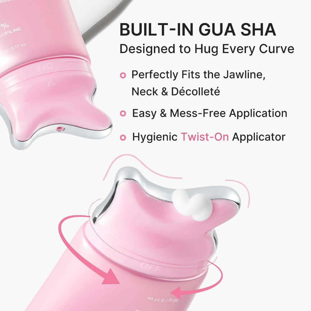 2. Medicube PDRN Collagen Gua Sha Neck Wrinkle Cream – aplicador gua sha integrado para pescoço, linha do maxilar e decote