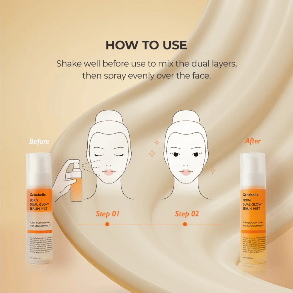 Como usar Genabelle PDRN Dual Glow Serum Mist para hidratação e luminosidade natural