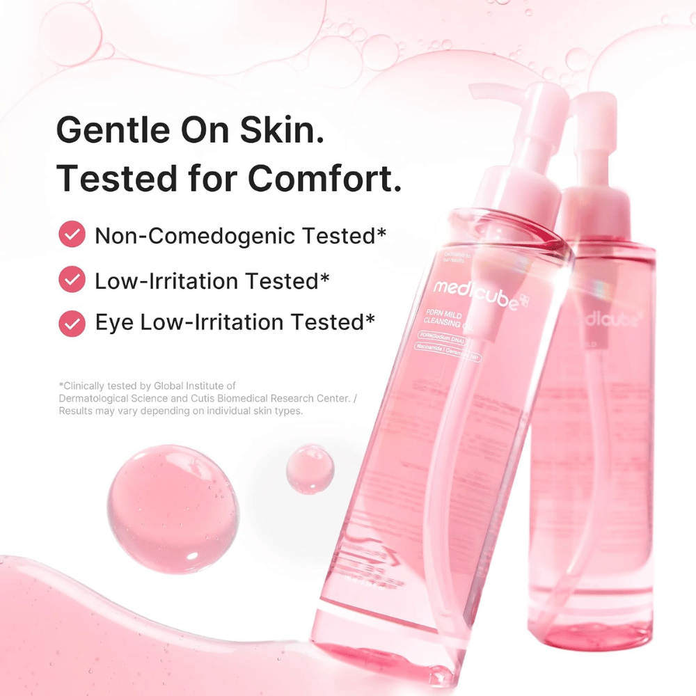 2. Medicube PDRN Mild Cleansing Oil – óleo de limpeza suave testado quanto a baixa irritação e propriedades não comedogénicas