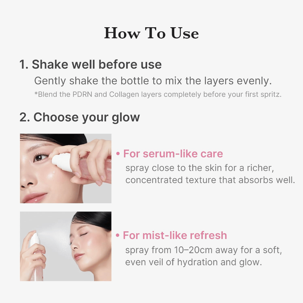 2. Medicube PDRN Pink Collagen Glow Jelly Mist Serum – utilização como bruma facial hidratante ou sérum concentrado