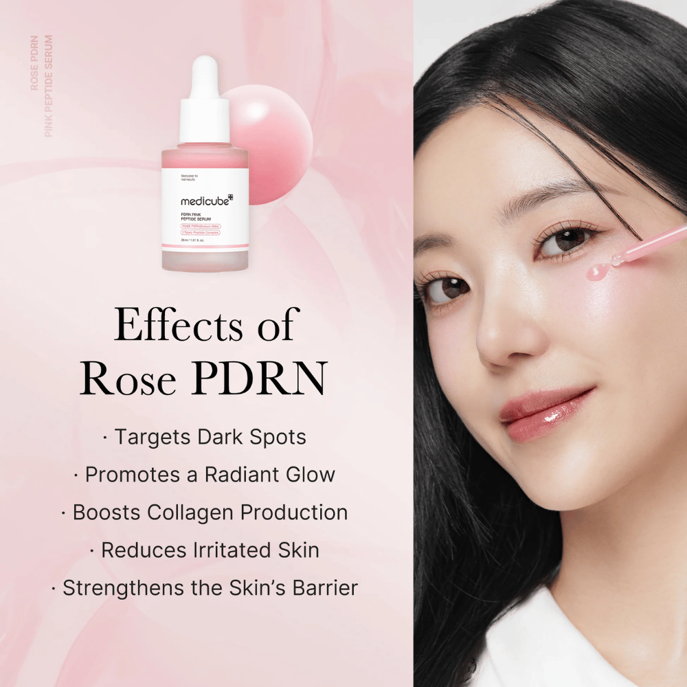 Efeitos de Medicube Rose PDRN Pink Peptide Serum

🌟 Reduz manchas escuras
✨ Proporciona um brilho radiante à pele
💖 Estimula a produção de colágeno
🌿 Acalma a pele irritada
🛡️ Fortalece a barreira da pele

Perfeito para uma pele mais uniforme, firme e radiante!