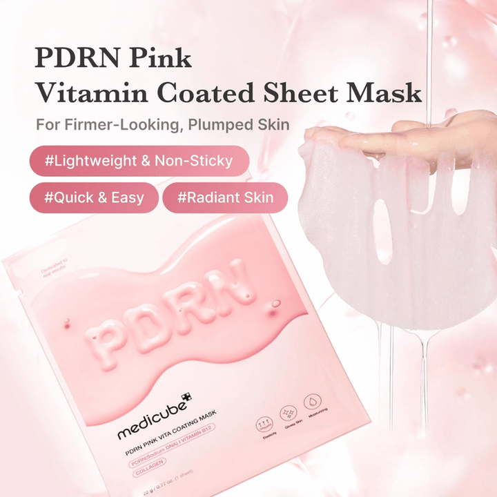 Imagem do produto com máscara e embalagem – foco na Sheet mask hidratante com sensação leve e não pegajosa.