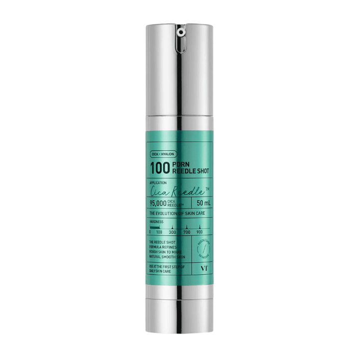 VT Cosmetics PDRN Reedle Shot 100 frasco com design minimalista e fórmula ativa para melhorar a textura, luminosidade e elasticidade da pele