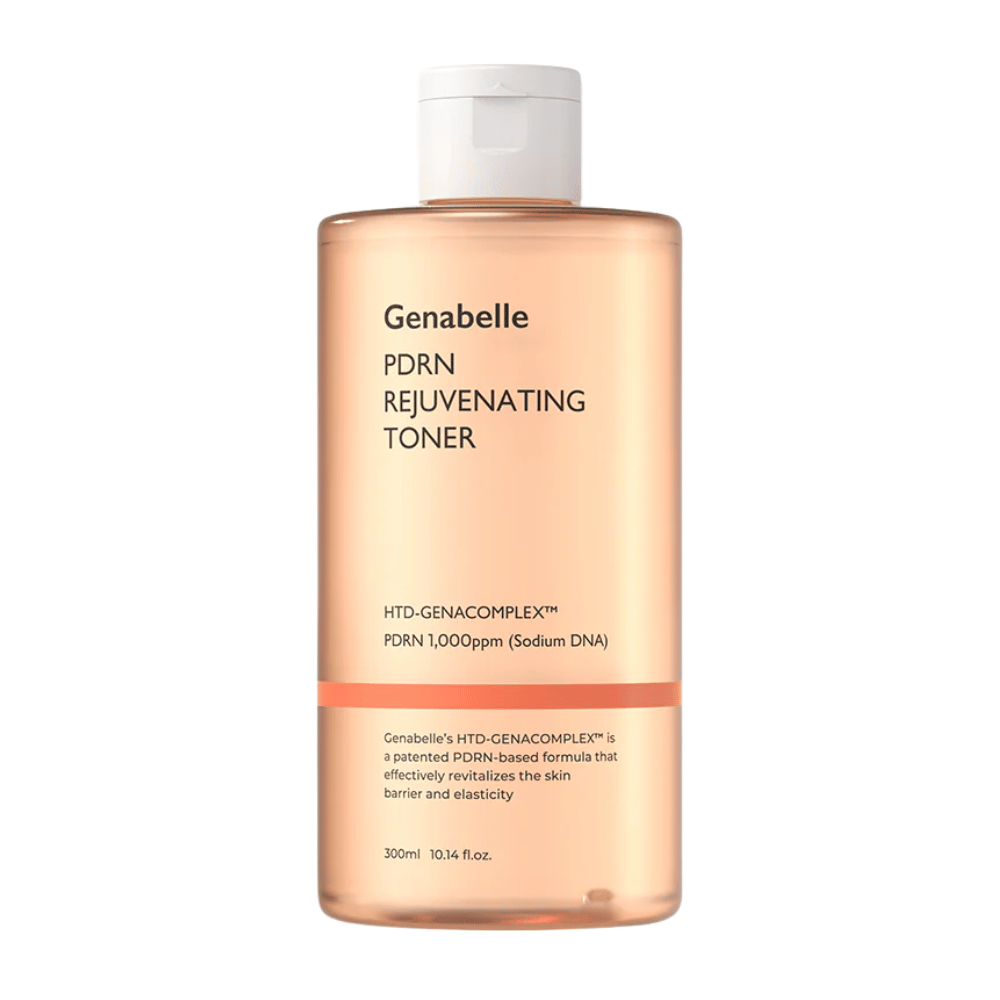 Genabelle PDRN Rejuvenating Toner 300 ml com PDRN e niacinamida para uma pele hidratada, macia e mais elástica.