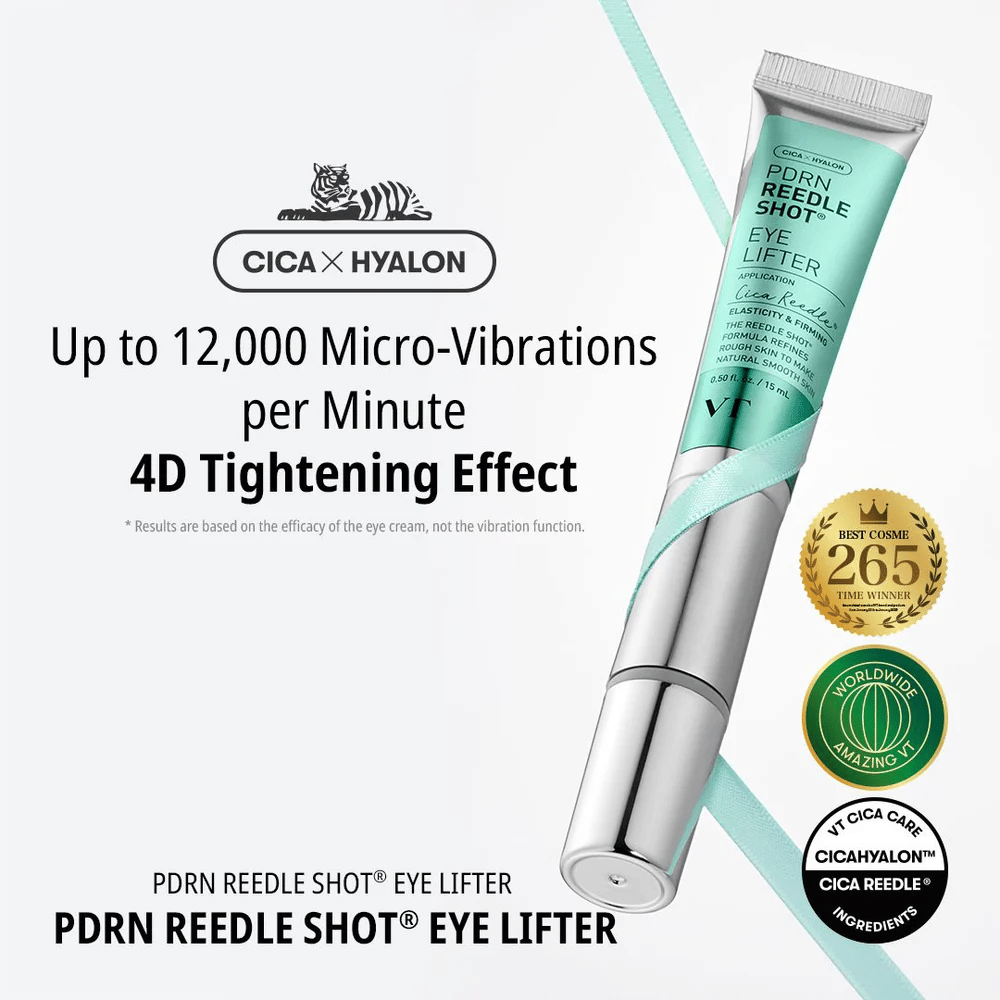Creme de olhos da VT Cosmetics com PDRN e micro-vibração que reduz as rídulas, hidrata em profundidade e proporciona uma pele mais firme na zona do contorno dos olhos