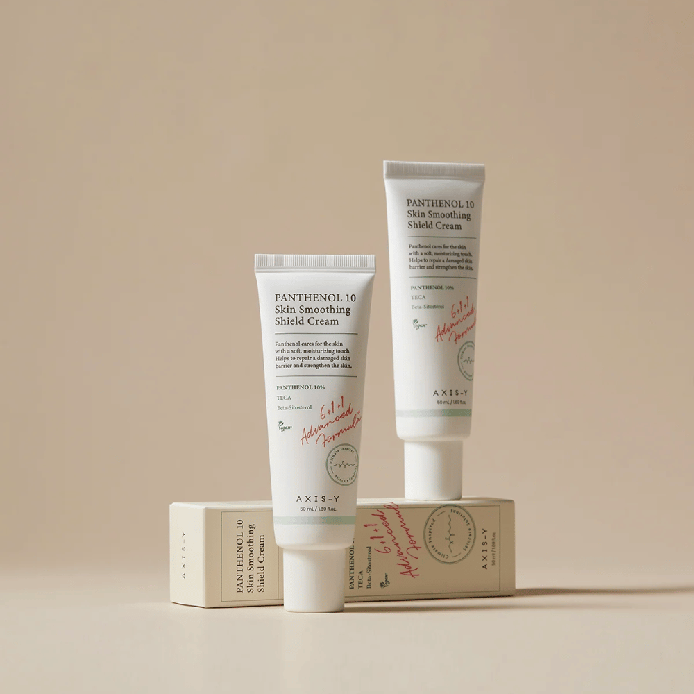 AXIS-Y Panthenol 10 Skin Smoothing Shield Cream com produto e embalagem