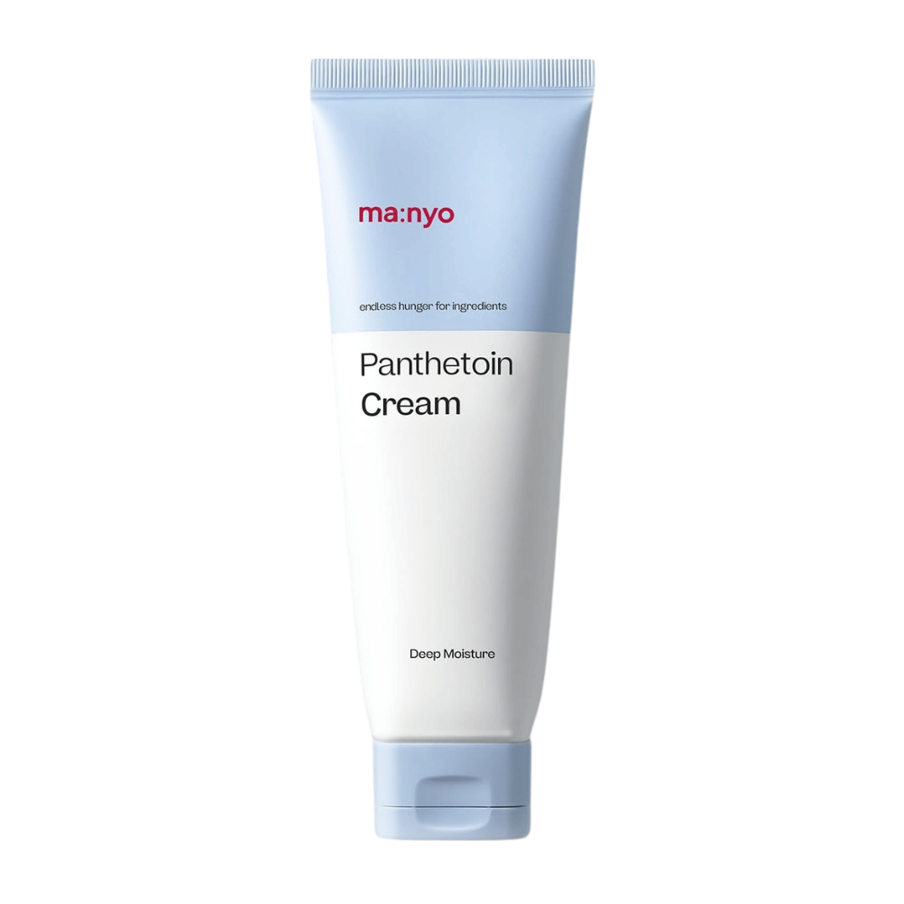 4. Ma:nyo Panthetoin Cream – creme facial hidratante em tubo branco e azul-claro com o texto Deep Moisture sobre fundo branco