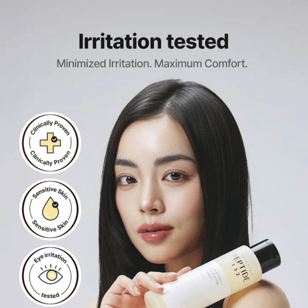 COSRX Peptide 132 Shampoo – clinicamente testado para pele e olhos sensíveis, minimiza irritação e oferece conforto máximo.
