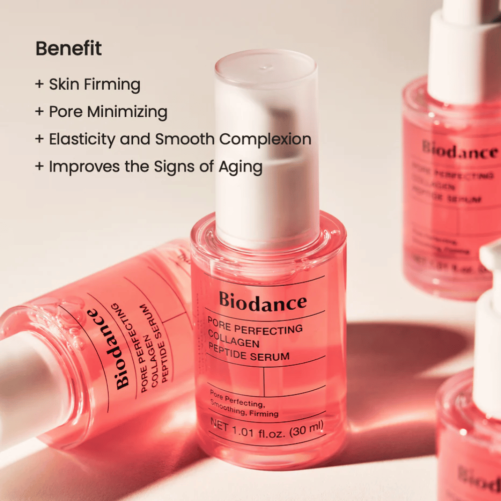 Biodance Pore Perfecting Collagen Peptide Serum 30 ml – sérum facial reafirmante e redutor de poros.