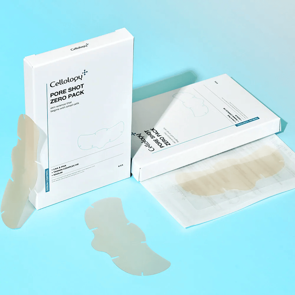 Cellology Pore Shot Zero Pack – patches de cuidado dos poros com LHA, PHA, caulino e complexo de taninos