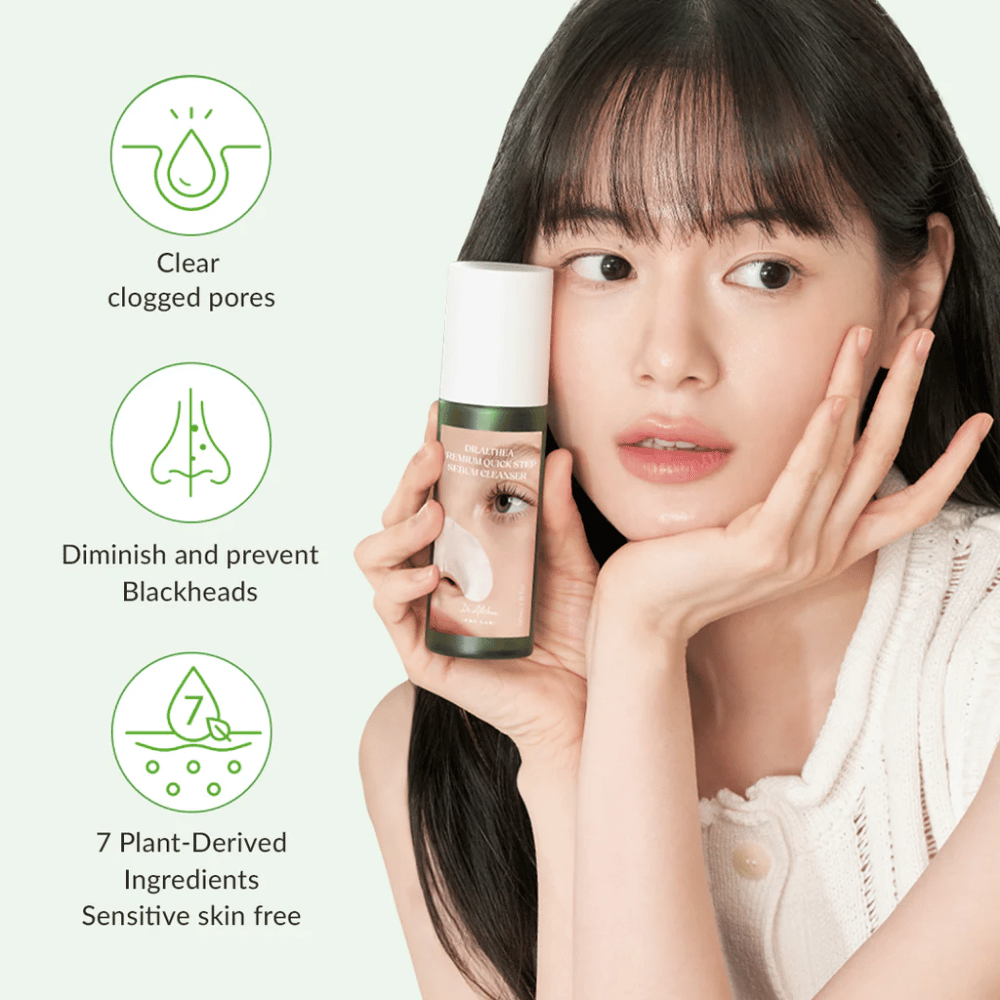Dr. Althea Premium Quick Step Sebum Cleanser – suave limpeza facial que ajuda a limpar poros obstruídos, reduzir cravos e é adequado para pele sensível.