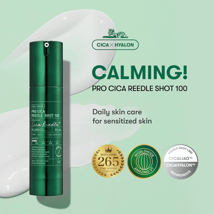 VT Cosmetics Pro Cica Reedle Shot 100 – sérum diário calmante para pele sensível com tecnologia CICA Hyalon e efeito hidratante