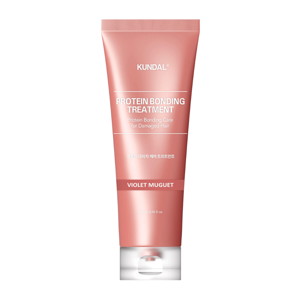 KUNDAL Protein Bonding Treatment Violet Muguet em tubo rosa, 250 ml, para cabelo danificado.