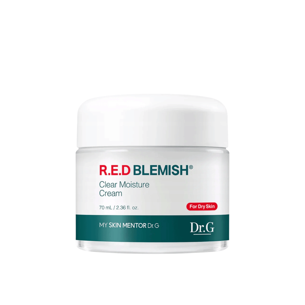 Dr.G R.E.D Blemish Clear Moisture Cream – creme de rosto hidratante em frasco de 70 ml.