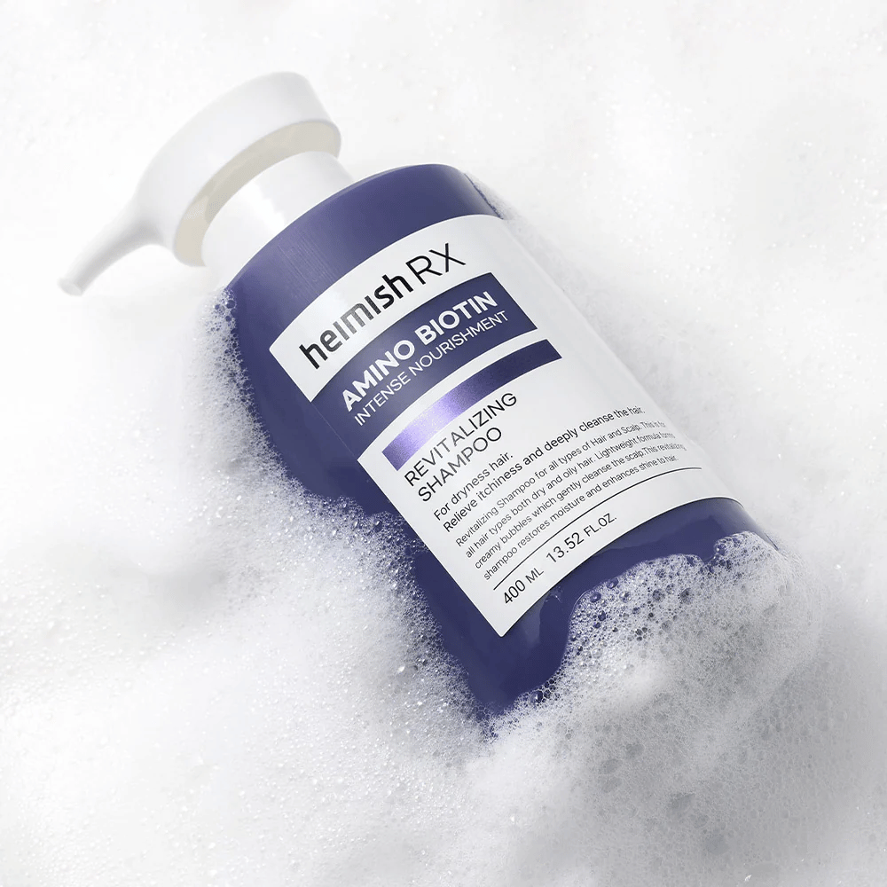 Heimish RX Amino Biotin Revitalizing Shampoo 400 ml em espuma – champô nutritivo para cabelo seco que limpa suavemente e hidrata o couro cabeludo.