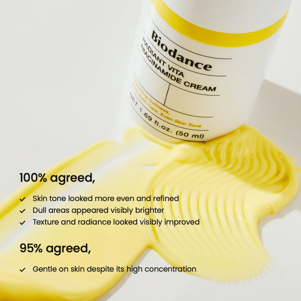 Biodance Radiant Vita Niacinamide Cream testado clinicamente – pele mais clara e tom de pele mais uniforme