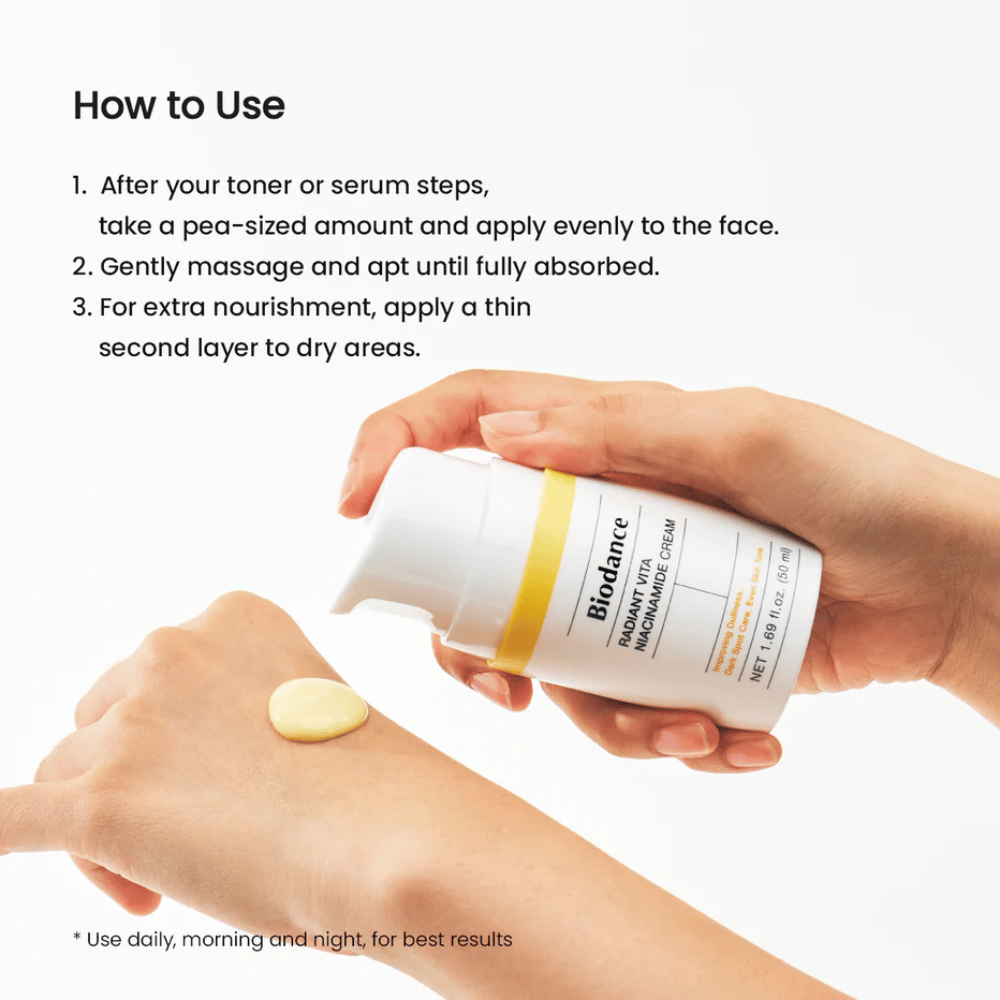 Como usar Biodance creme de niacinamida – aplicação após toner ou sérum