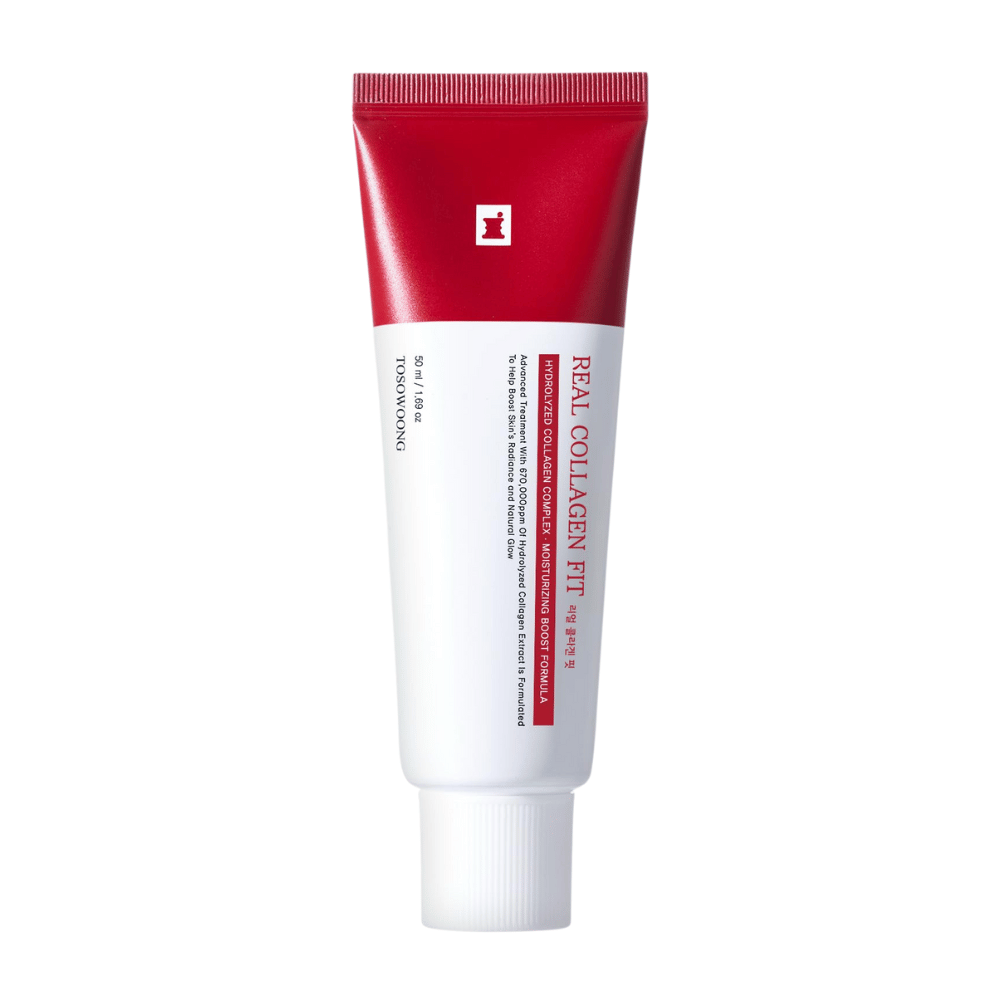 Tosowoong Real Collagen Fit é um hidratante eficaz com colágeno hidrolisado que fortalece a elasticidade da pele e hidrata profundamente. Perfeito para dar à pele um brilho natural e proteger sua barreira. Adequado para todos os tipos de pele para uso diário.