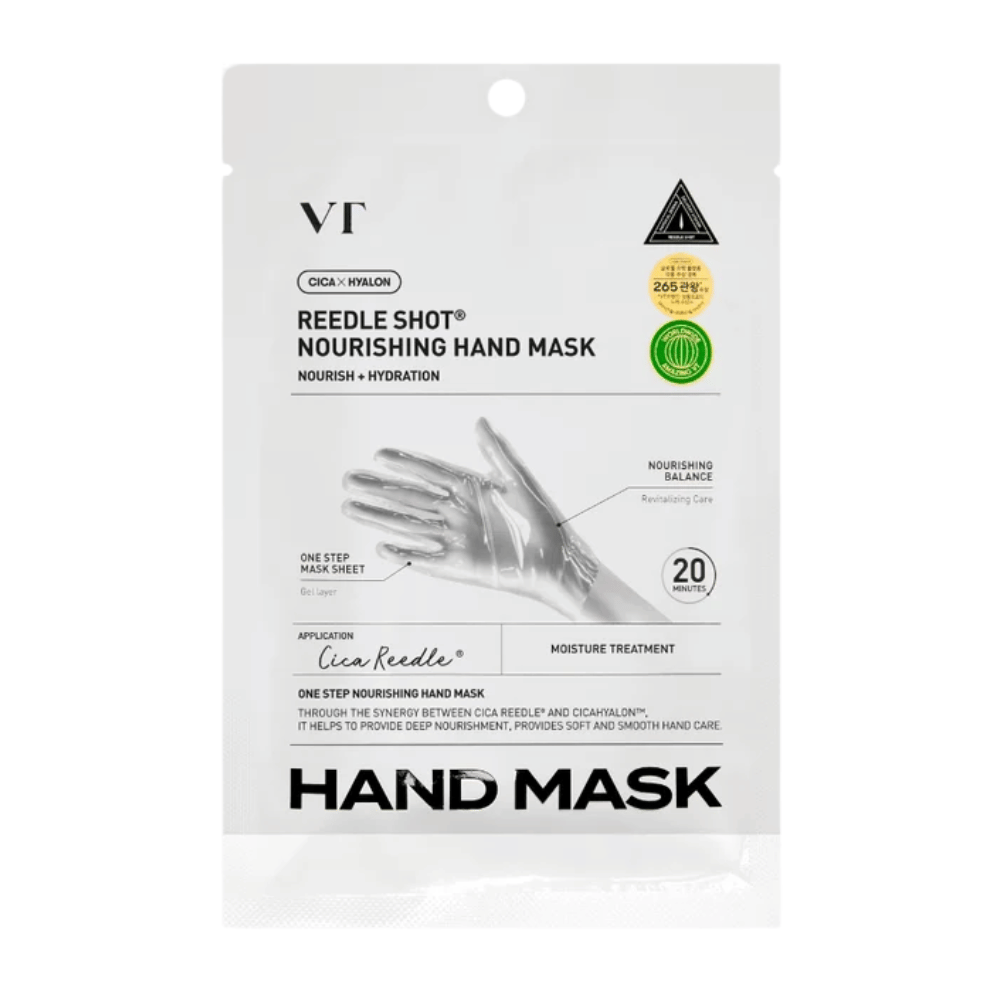 VT Cosmetics Reedle Shot Nourishing Hand Mask com CICA Reedle e ácido hialurónico para cuidado intensivo das mãos