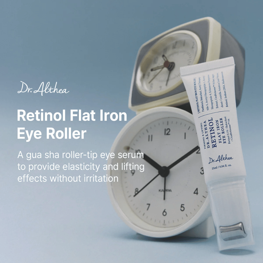 Dr. Althea Retinol Flat Iron Eye Roller Soro para os olhos com efeito lifting que fortalece a elasticidade da pele e proporciona uma aparência mais revigorada.