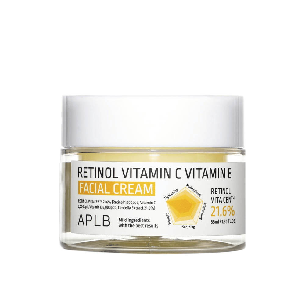APLB Retinol Vitamin C Vitamin E Facial Cream imagem do produto de 55 ml sobre fundo branco