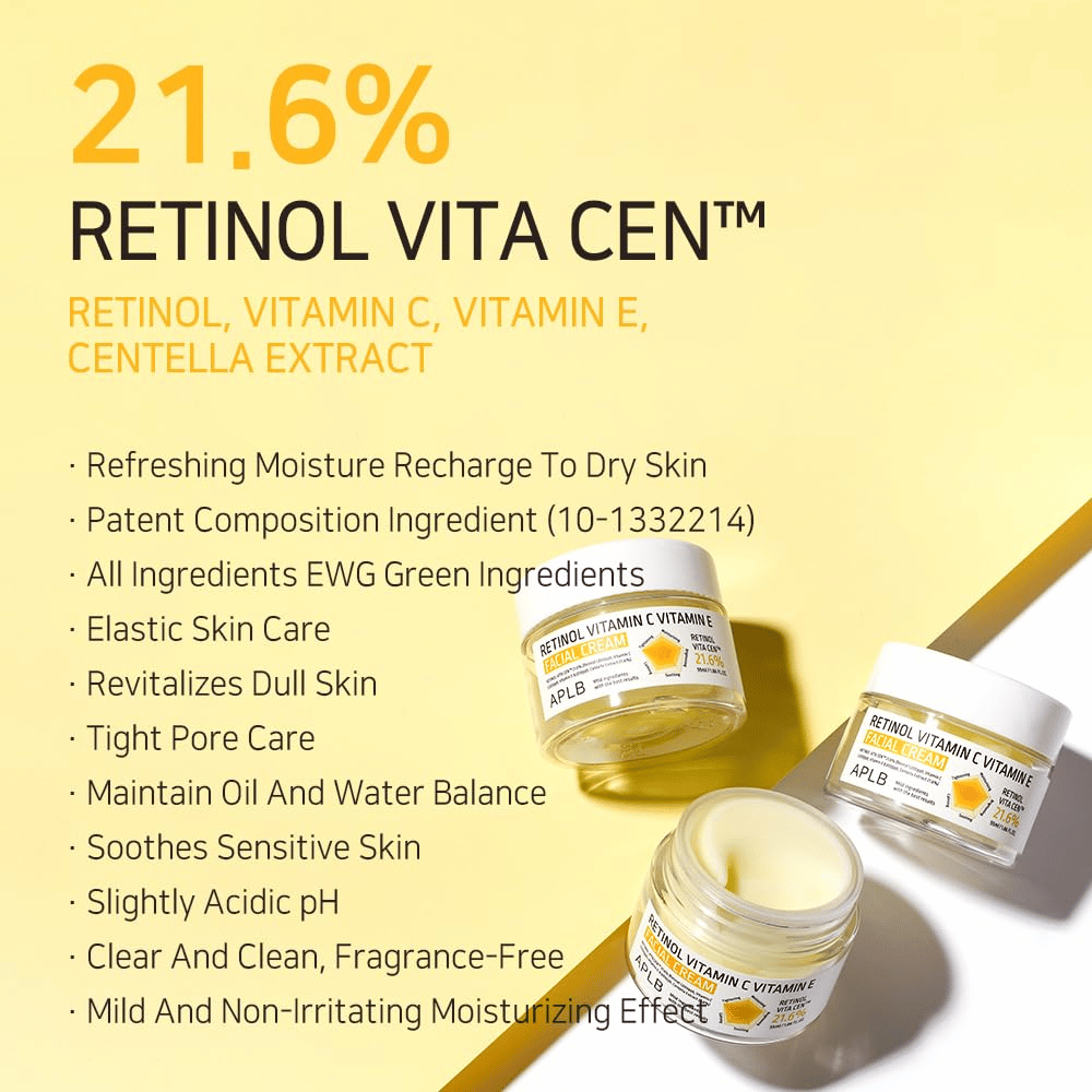APLB Retinol Vitamin C Vitamin E Facial Cream com Retinol Vita Cen e propriedades de cuidado da pele