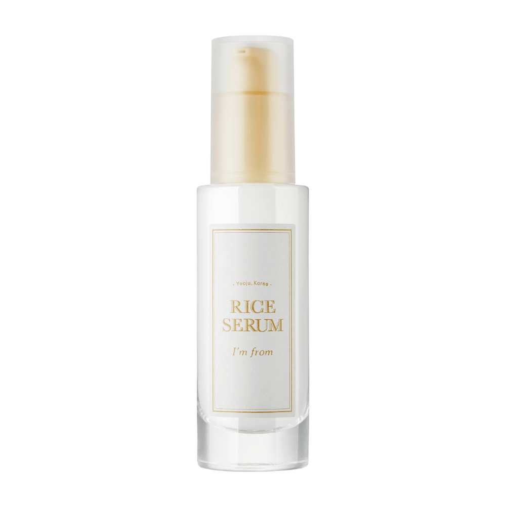 Garrafa com "I'm from" Rice Serum, soro de cuidados com a pele com extrato de arroz.