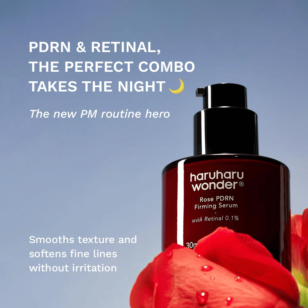 Haruharu Wonder Rose PDRN Firming Serum com PDRN e retinal 0,1 % para linhas finas e textura da pele