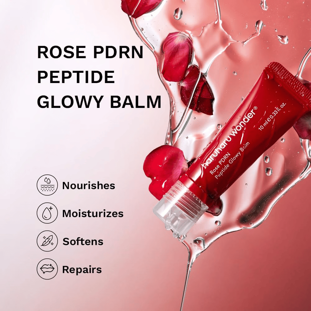 Haruharu Wonder Rose PDRN Peptide Glowy Balm – cuidado labial nutritivo e hidratante para lábios secos e gretados