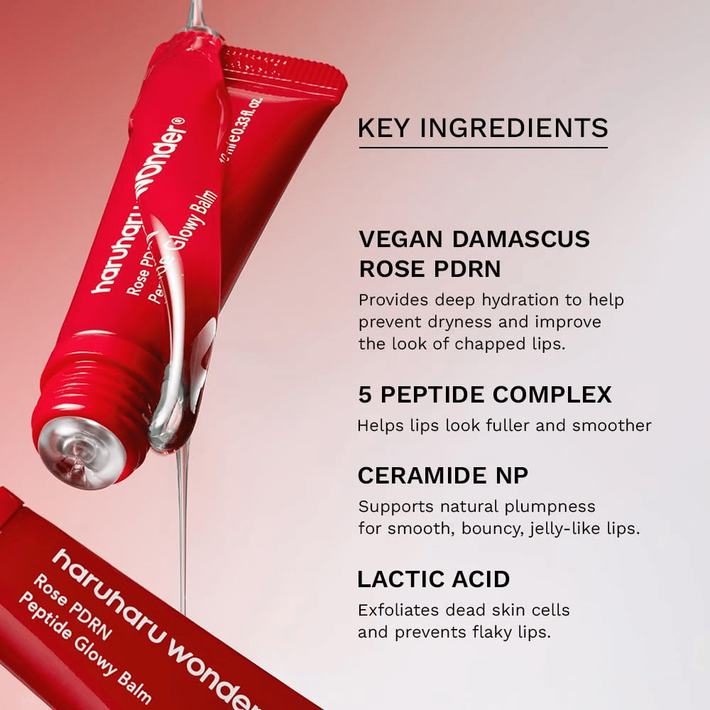 Haruharu Wonder Rose PDRN Peptide Glowy Balm com Rose PDRN vegan, péptidos, ceramida NP e ácido láctico