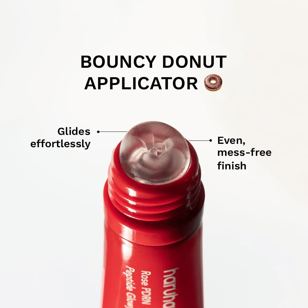 Haruharu Wonder Rose PDRN Peptide Glowy Balm – bálsamo labial com aplicador redondo para uma aplicação uniforme