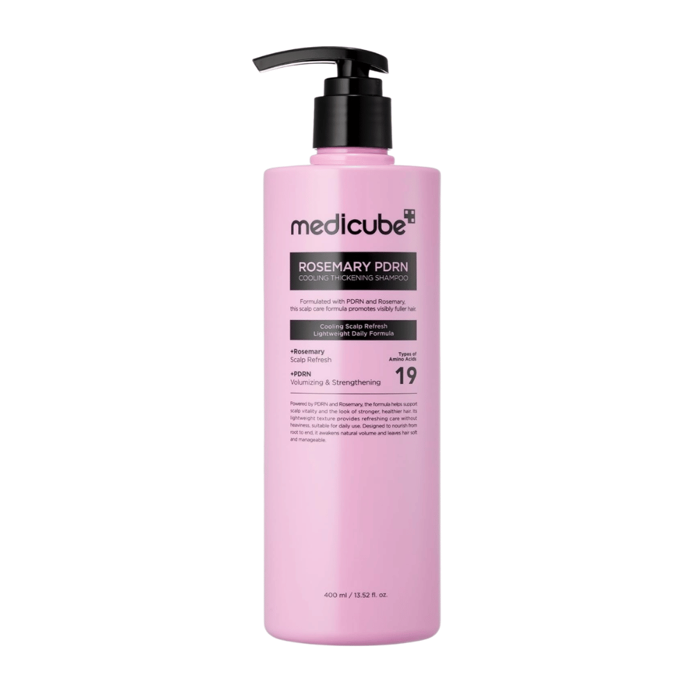 Medicube Rosemary PDRN Cooling Thickening Shampoo em frasco com bomba de 400 ml para o cuidado diário do couro cabeludo e do cabelo