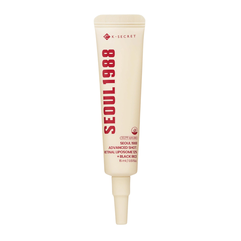K-SECRET SEOUL 1988 Advanced Shot Retinal Liposome 12% + Black Rice 15 ml – tratamento coreano com retinal em tubo.