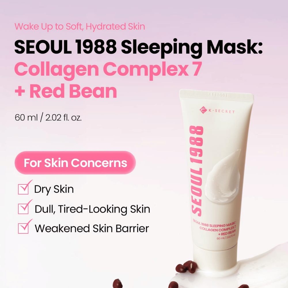 K-SECRET SEOUL 1988 Sleeping Mask 60 ml – máscara de noite coreana para pele seca, baça e desidratada.