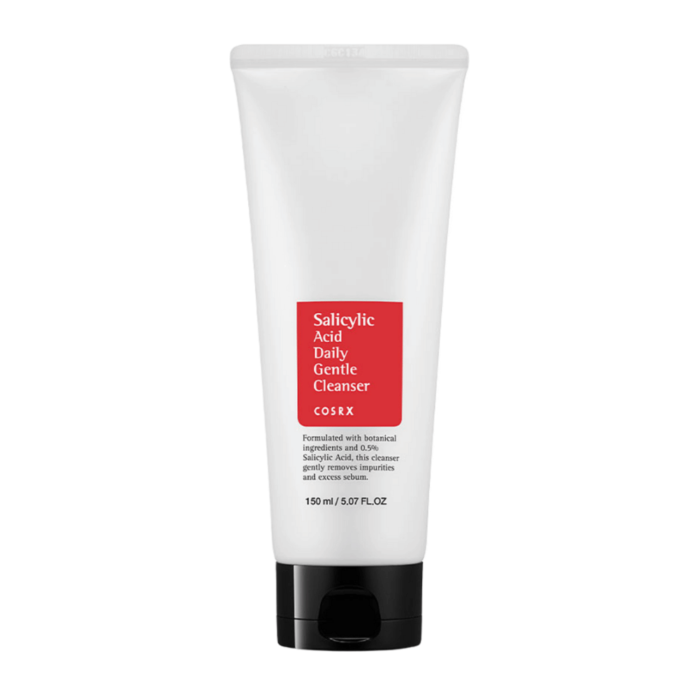 COSRX Salicylic Acid Daily Gentle Cleanser 150 ml em tubo branco com tampa preta e rótulo vermelho.