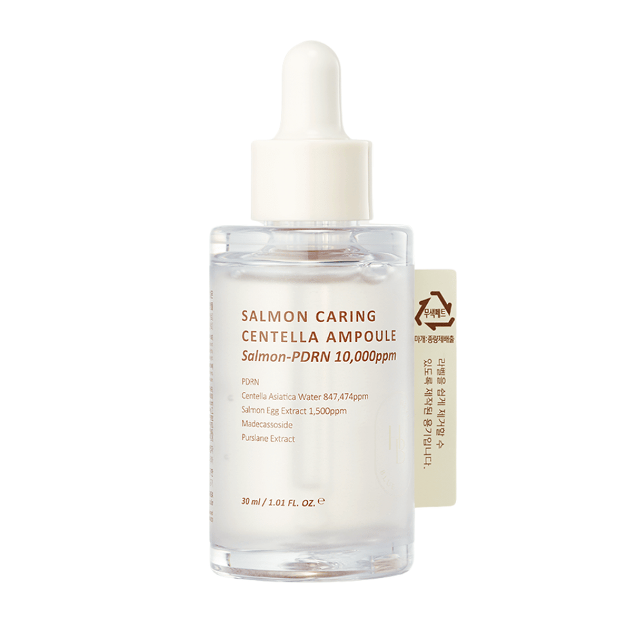 Heveblue Salmon Caring Centella Ampoule Salmon-PDRN 10,000ppm – sérum coreano para acalmar a vermelhidão, fortalecer a barreira da pele e proporcionar pele hidratada