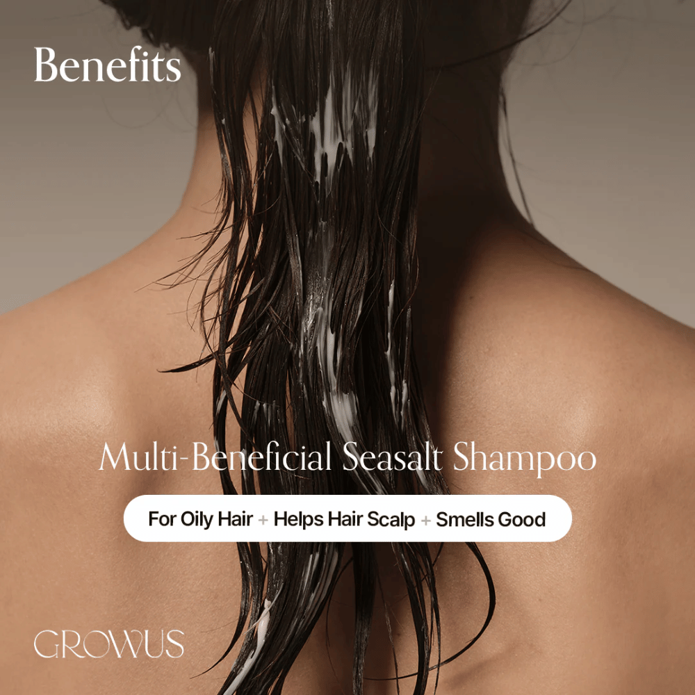 GROWUS Sea Salt Therapy Shampoo que limpa o couro cabeludo oleoso, equilibra o óleo e melhora a saúde do couro cabeludo