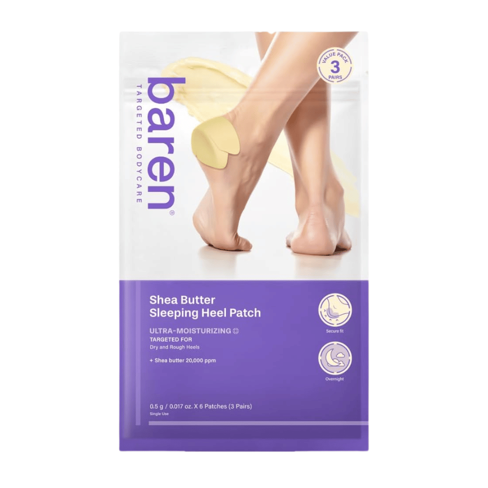 BAREN Shea Butter Sleeping Heel Patch – embalagem com 6 patches para calcanhares secos e ásperos