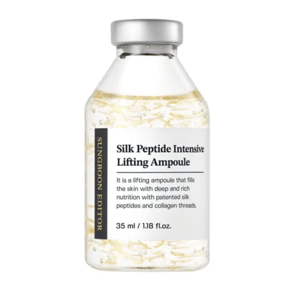 SUNGBOON EDITOR Silk Peptide Intensive Lifting Ampoule sérum facial de 35 ml com colagénio e péptidos para anti-envelhecimento, pele mais firme e textura da pele melhorada.
