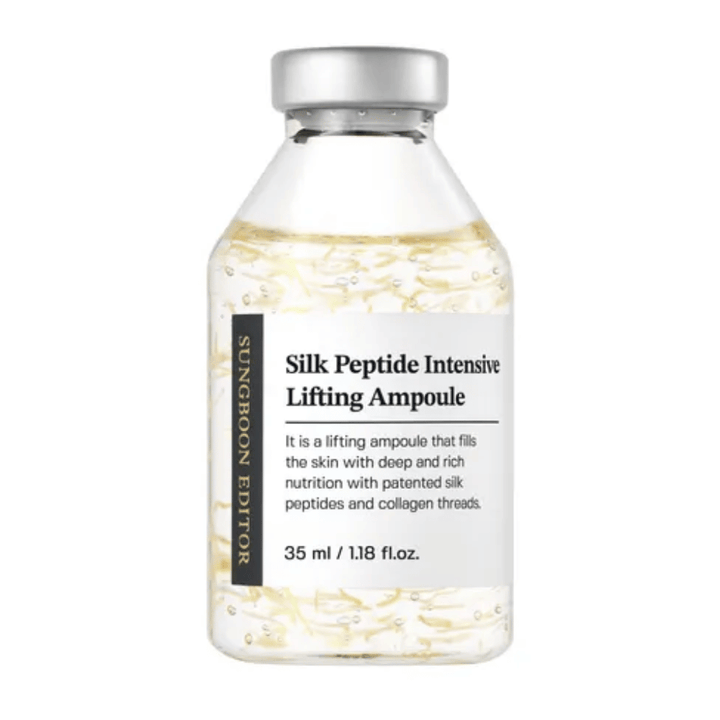 SUNGBOON EDITOR Silk Peptide Intensive Lifting Ampoule sérum facial de 35 ml com colagénio e péptidos para anti-envelhecimento, pele mais firme e textura da pele melhorada.