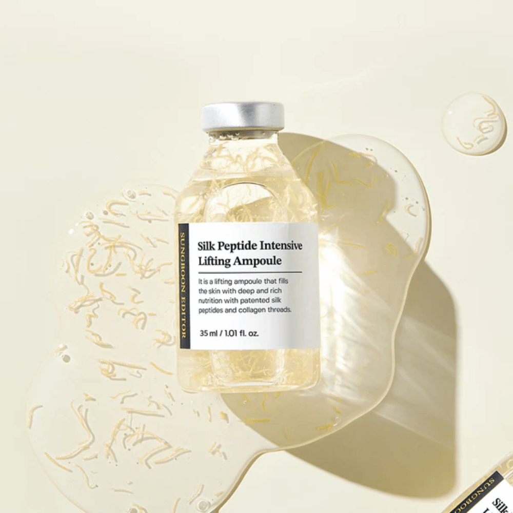 SUNGBOON EDITOR Silk Peptide Intensive Lifting Ampoule com péptidos de seda em sérum que proporcionam hidratação profunda, glow e efeito reafirmante.