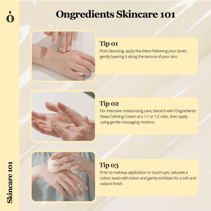 Ongredients Skin Barrier Calming Lotion loção facial que fortalece a barreira cutânea, hidrata a pele e acalma a pele sensível.