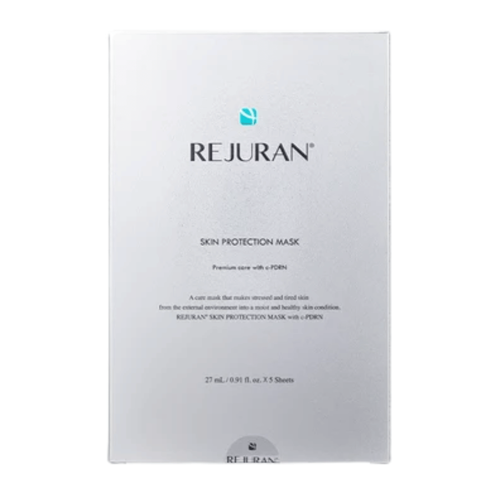 REJURAN Skin Protection Mask Set – embalagem com 5 máscaras faciais coreanas em folha com c-PDRN.